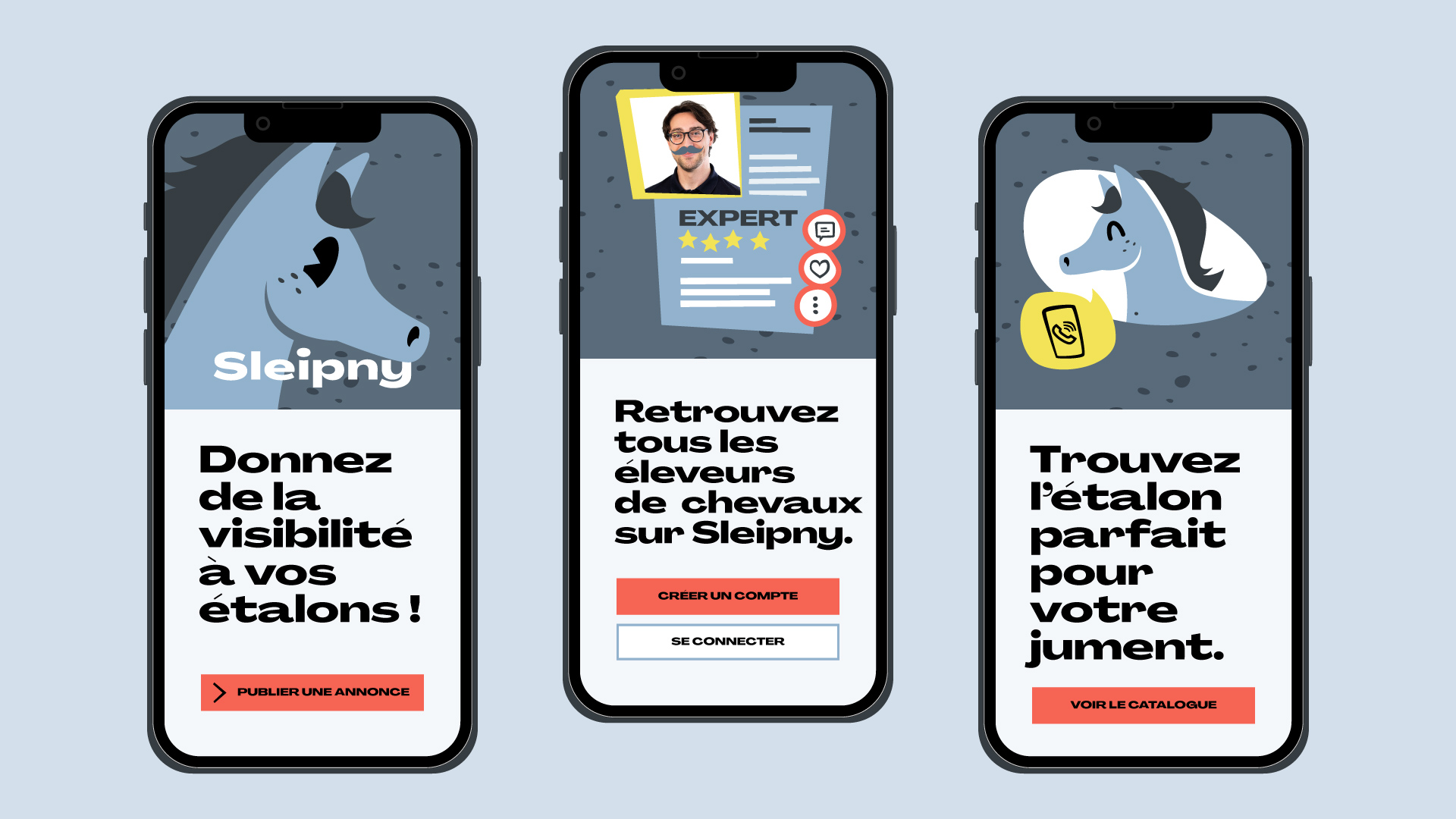 Design d'nterfaces mobile pour le site Sleipny.com